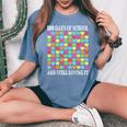 Heart Love 100 Days Ofchool Teacher Boy Girl レディースオーバーサイズコンフォートTシャツ Blue Jean