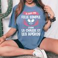 Jeuis Une Filleimple J'aime La Chasse Et Les Apéros T-shirt oversize confortable pour femme Blue Jean