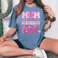 Mom Of The Birthday Girl Family Pink Bow Family Party Women's Oversized Comfort T-Shirt Blue Jean