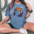 Red Panda サングラスアートワーク レディースオーバーサイズコンフォートTシャツ Blue Jean