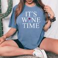 Wine Lovers Wine Time 赤ワインワインメーカー レディースオーバーサイズコンフォートTシャツ Blue Jean