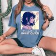90S Japanese Sad Anime Girl Game Over Vaporwave Aesthetic Women's Oversized Comfort T-Shirt Mustard