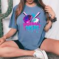 Cool Baseball Mom Neon Drip Sports Fan Women's Oversized Comfort T-Shirt Mustard