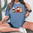 Cute Christmas Coffee Snowman Deer Santa Coffee Xmas Women's Oversized Comfort T-Shirt Mustard