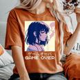 90S Japanese Sad Anime Girl Game Over Vaporwave Aesthetic Women's Oversized Comfort T-Shirt Crimson