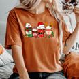 Cute Christmas Coffee Snowman Deer Santa Coffee Xmas Women's Oversized Comfort T-Shirt Crimson