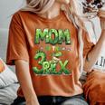 Mom Of The Three Rex Birthday Boy Dinosaur Family Matching Women's Oversized Comfort T-Shirt Crimson