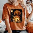 Vintage 90S Dachshund Howling At The Moon Wiener Dog Mom Women's Oversized Comfort T-Shirt Crimson
