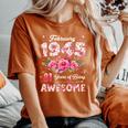 81歳 1945年2月 花柄 81歳 誕生日 男性 女性 長袖tシャツ レディースオーバーサイズコンフォートTシャツ Yam
