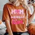 Mom Of The Birthday Girl Family Pink Bow Family Party Women's Oversized Comfort T-Shirt Yam