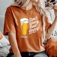 ビール ハッピー ビール好き Don't Worry Beer Happy Beer Drinker レディースオーバーサイズコンフォートTシャツ Yam