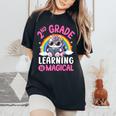 2Nd Grade Unicorn Cat Magical Caticorn Back Tochool レディースオーバーサイズコンフォートTシャツ Black