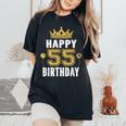 55歳の男性と女性のためのhappy 5Th Birthdayアイデア レディースオーバーサイズコンフォートTシャツ Black