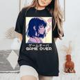 90S Japanese Sad Anime Girl Game Over Vaporwave Aesthetic Women's Oversized Comfort T-Shirt Black