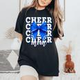 Cheer Mom Blue Bow Cheerleader Competition Game Day Women's Oversized Comfort T-Shirt Black