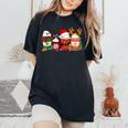 Cute Christmas Coffee Snowman Deer Santa Coffee Xmas Women's Oversized Comfort T-Shirt Black