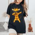 Giraffe Boys Animal Print Giraffe Print レディースオーバーサイズコンフォートTシャツ Black