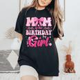 Mom Of The Birthday Girl Family Pink Bow Family Party Women's Oversized Comfort T-Shirt Black