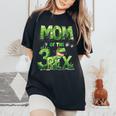 Mom Of The Three Rex Birthday Boy Dinosaur Family Matching Women's Oversized Comfort T-Shirt Black