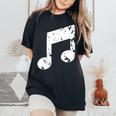 Nota Musical Cuello Camiseta extragrande cómoda para mujer Black