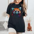 Red Panda サングラスアートワーク レディースオーバーサイズコンフォートTシャツ Black