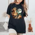 Vintage 90S Chihuahua Howling At The Moon Chihuahua Dog Mom Women's Oversized Comfort T-Shirt Black