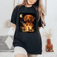 Vintage 90S Dachshund Howling At The Moon Wiener Dog Mom Women's Oversized Comfort T-Shirt Black