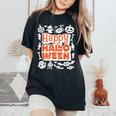 ハッピーハロウィン 子供 大人 男性 女性 キュート ビンテージ レディースオーバーサイズコンフォートTシャツ Black