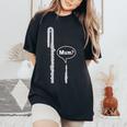 バスフルートとピッコロフルートのミーム 面白いフルートママ Flute Mum Humour レディースオーバーサイズコンフォートTシャツ Black
