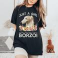 ボルゾイシャツ犬ギフト彼女を愛する女の子だけボルゾイ レディースオーバーサイズコンフォートTシャツ Black