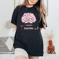 和 桜 シャツ ピンク 桜 花 木 花見 レディースオーバーサイズコンフォートTシャツ Black