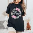 花柄 92歳 誕生日 男性 女性 92歳 誕生日 レディースオーバーサイズコンフォートTシャツ Black
