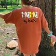 Mama Of Both Baseball Softball Mom Mother's Day Women's Oversized Comfort T-Shirt Back Print Mustard