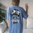 Saints Girl Messy Bun Women's Oversized Comfort T-Shirt Back Print Blue Jean