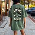Saints Girl Messy Bun Women's Oversized Comfort T-Shirt Back Print Moss