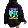 I’M Not Lost I’M Just Sidequesting – Rave Edm Groovy Women Oversized Hoodie Back Print Black
