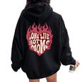 Long Live Hot Moms Retro Mom Humor Quote Women Oversized Hoodie Back Print Black