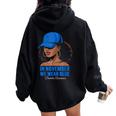 In November We Wear Blue Black Diabetes Awareness Women Oversized Hoodie Back Print Black