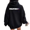 Philippines Flag Heart Pride Philippines Kid レディース オーバーサイズ パーカー バックプリント Black