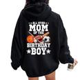 All Star Mom Of The Birthday Boy Basketball Soccer Sport Women Oversized Hoodie Back Print Black