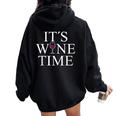 Wine Lovers Wine Time 赤ワインワインメーカー レディース オーバーサイズ パーカー バックプリント Black