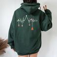 Nursing Christmas Christmas Tree Heartbeat Nurse Women Oversized Hoodie Back Print Forest