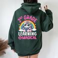 2Nd Grade Unicorn Cat Magical Caticorn Back Tochool レディース オーバーサイズ パーカー バックプリント Navy Blue