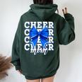 Cheer Mom Blue Bow Cheerleader Competition Game Day Women Oversized Hoodie Back Print Navy Blue