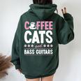 Coffee Cats And Bass Guitars ベースギタリスト 猫とコーヒー 長袖tシャツ レディース オーバーサイズ パーカー バックプリント Navy Blue
