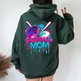 Cool Baseball Mom Neon Drip Sports Fan Women Oversized Hoodie Back Print Navy Blue