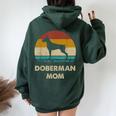 Doberman Mom Dobie Dog Lovers Retro Dobie Mom Women Oversized Hoodie Back Print Navy Blue