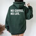 Emergency No Coffee No Life Missing Java 警告サイン レディース オーバーサイズ パーカー バックプリント Navy Blue