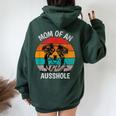 Mom Of An Ausshole Australian Shepherd Aussie Women Oversized Hoodie Back Print Navy Blue