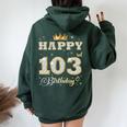 Happy 103Rd Birthday 103歳 女性 男性 誕生日パーティー 長袖tシャツ レディース オーバーサイズ パーカー バックプリント Navy Blue